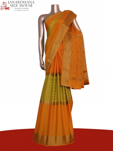 Pure Veldhari Zari Lines Mysore Crepe Silk Saree